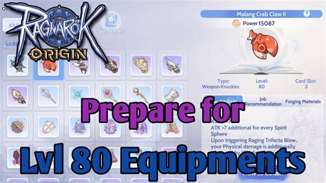 ragnarok origin lvl 80 equipment